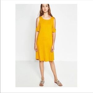 Zara  size S Cold shoulder mustard dress